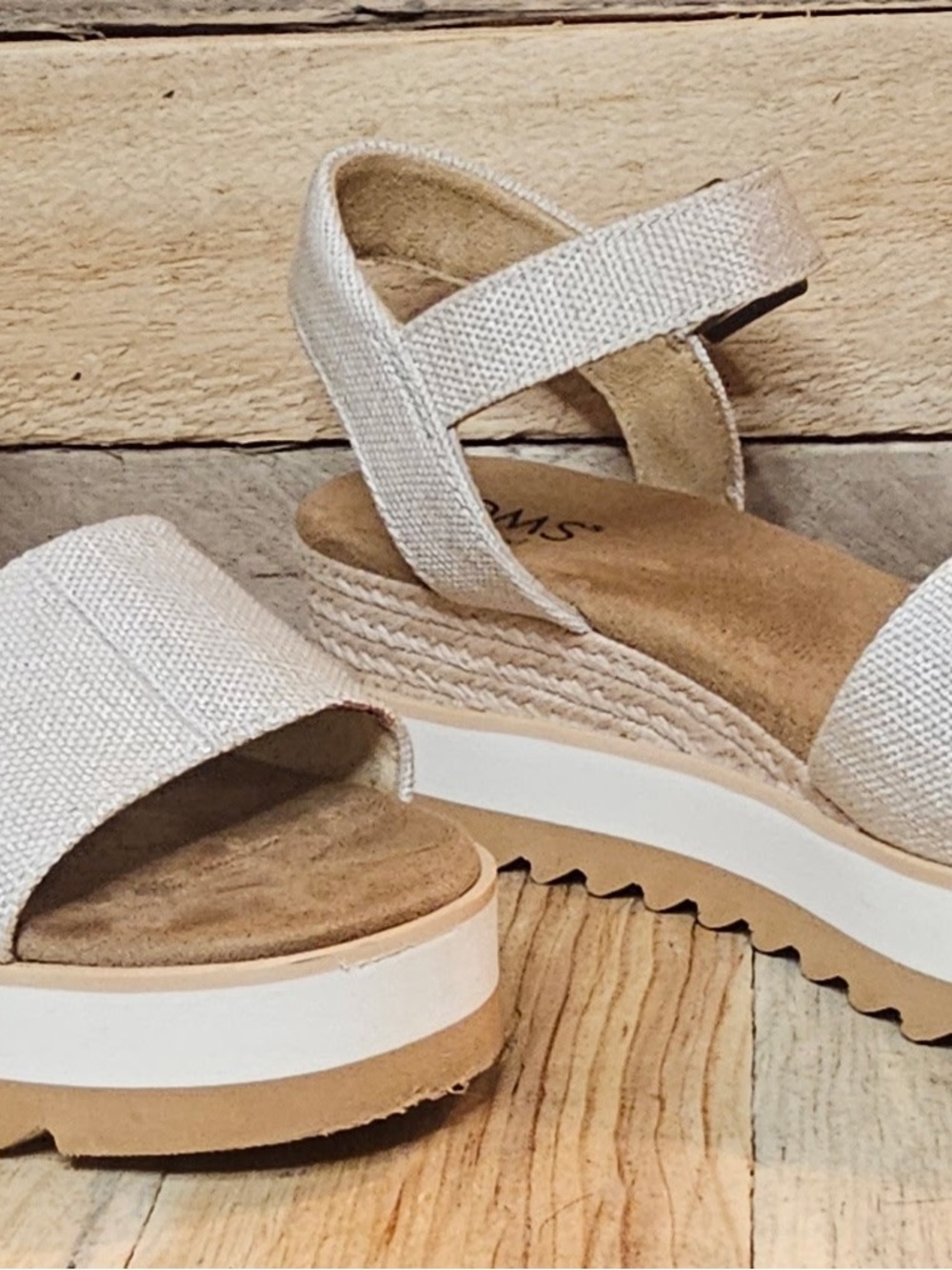 TOMS Light Beige Wedge Sandals - Women